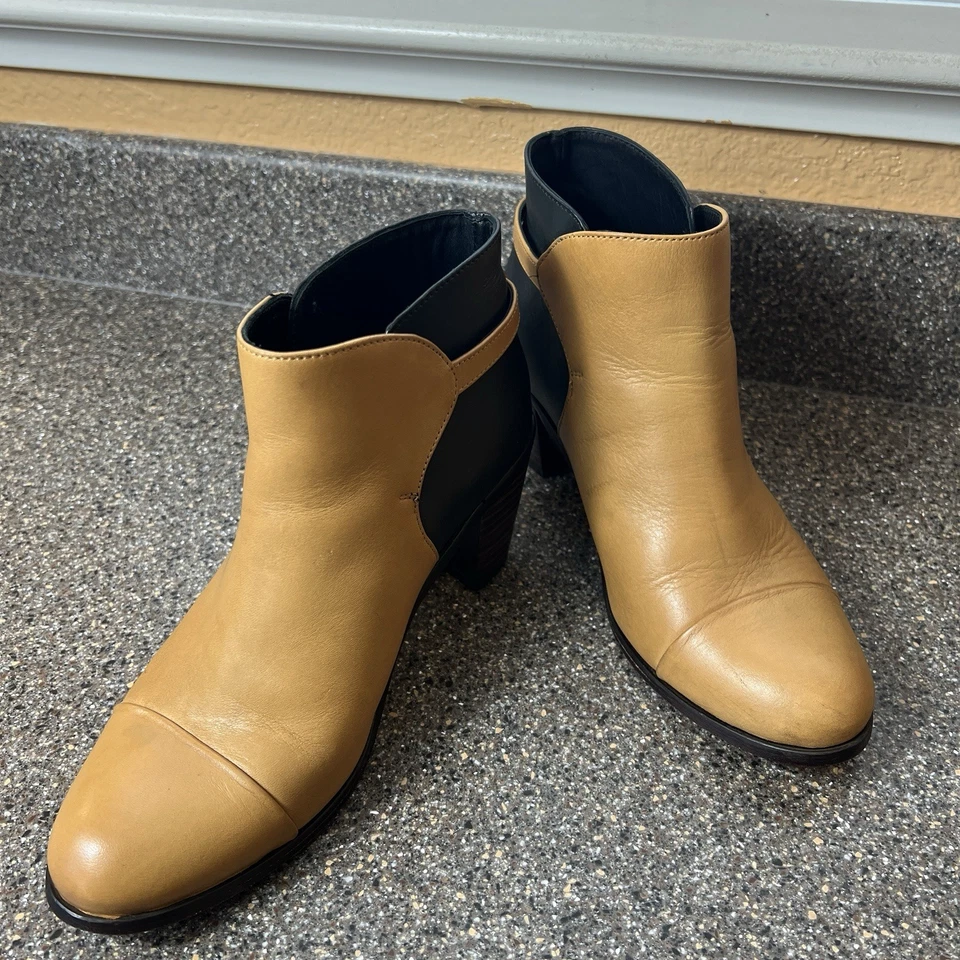 Wolverine 1000 Mile Botín Tacón Bloque Cuero Negro Tostado Para Mujer 8.5 Sin Cordones Foto 3 de 4