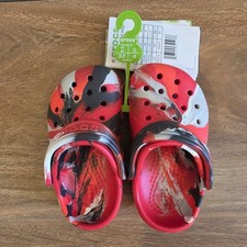 Crocs Classic Marbled Clog Toddler C5 Red Black White Kids Shoes NWT