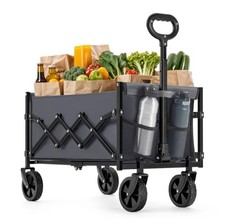 Chariot pliable 4 roues 180 kg acier robuste - Jardin transport camping