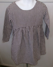 Tea Girls Dress 6 Cotton Black checked Long Sleeve dress