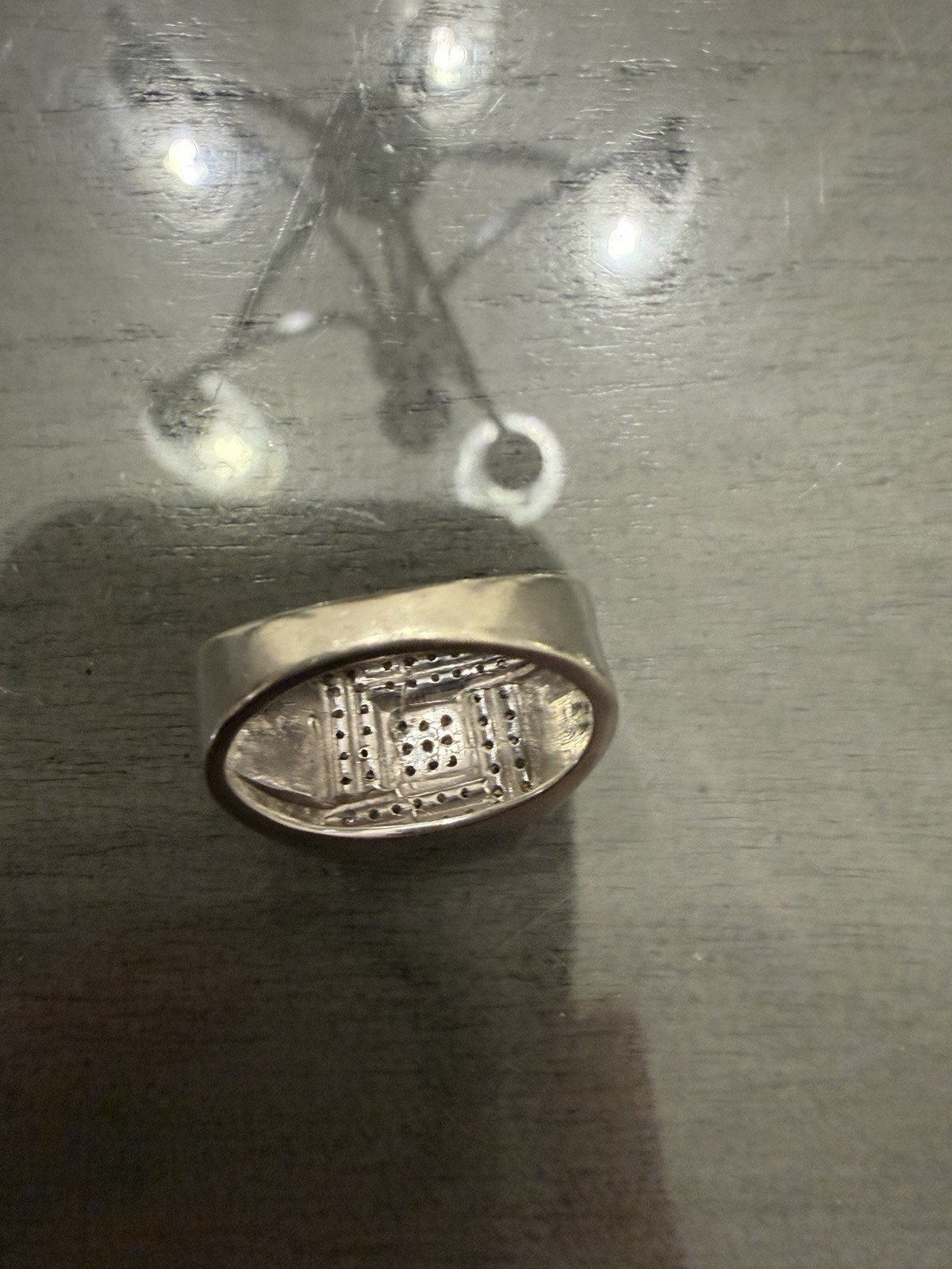 Solid 10k White Gold Square Ring Natural Diamonds… - image 8