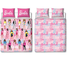 Barbie Double Duvet & Pillowcase Set 200 x 200cm Brushed Microfibre Duvet Set