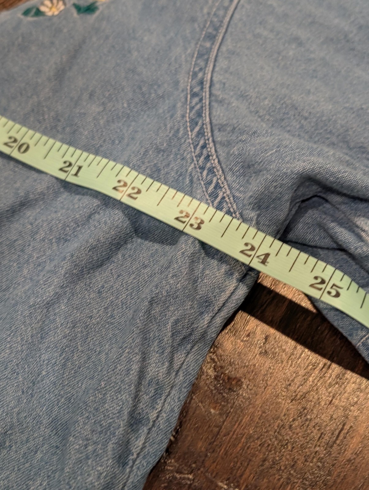 Bobbie Brooks Shirt Womens XL Denim Blue Embroidered Cute Cottagecore Granny