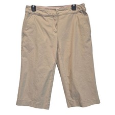 Eileen Fisher Beige Organic Cotton Spandex Cropped Pants Classic Casual Small
