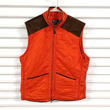 Vtg Polo Ralph Lauren Quilted Hunting Shooting Suede Trim Men's Vest XLT