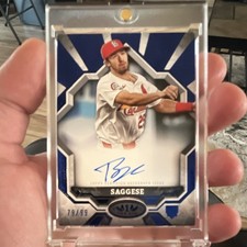 2025 Topps Tier One Breakout Autograph Blue Foil Thomas Saggese Cardinals /99 RC