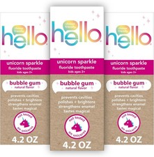 Hello Unicorn Sparkle Kids Toothpaste with Fluoride, Bubble Gum Toothpaste, 4.2