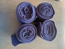 4 x Navy Polar Fleece Horse/Pony Bandages For Stable or Travel Use inStorage Bag
