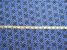 1 yd 100% Cotton Fabric Deco Nature by David Textiles, Blue/Black Flowers 