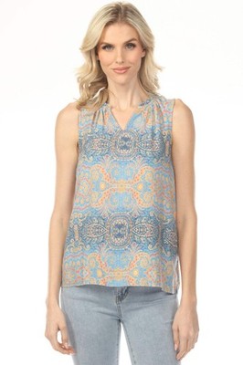Charlie B Printed Sleeveless Top with Ruffle Collar C4529RP-510B