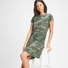 Gap Womens Tee Shirt Dress Casual Short Sleeve Cotton Camo Green size XS NEW