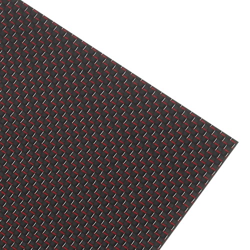 1 Pcs 3K Carbon Fiber Sheet 250x100x2mm Board with Red Metallic Threads - Afbeelding 1 van 5