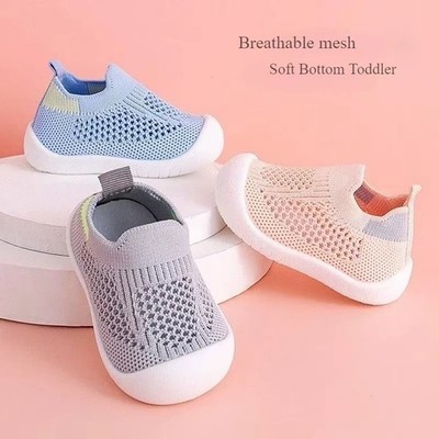 Spring Summer Toddler Shoes Breathable Knitted Kids Sneakers Boys Slip-on Tennis