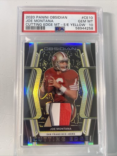 2020 Obsidian Joe Montana Cutting Edge E/E Yellow PSA 10 23/25 Patch Gem
