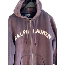 Y2K Polo Ralph Lauren Hoodie Sweatshirt Blue Full Zip Up Men s XL Spell Out