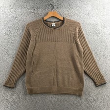 Columbia Sweater Mens L Brown Cotton Ribbed Knit Pullover Crew Neck Long Sleeve
