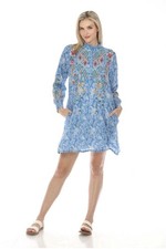NWT Johnny Was Workshop Gabriella Tuxedo Yoke Shirt Dress Floral Boho Medium