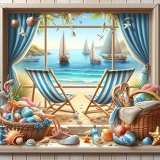 Diamond Art Kits for Adults, Beach Diamond Art Painting Kits for Beginner, 5D...