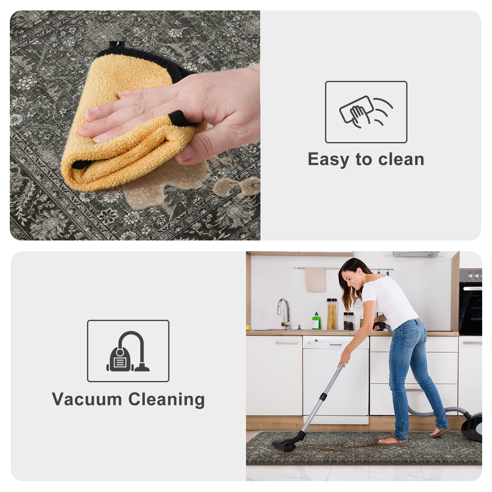 KIMODE Anti Fatigue Kitchen Mat 2PCS Waterproof Non-Slip Cushioned Rugs 17x47...