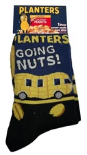 NEW! PLANTERS MR PEANUT ~ "GOING NUTS!" ~ UNISEX 1 SIZE CREW SOCKS ~ SOCKOPATH