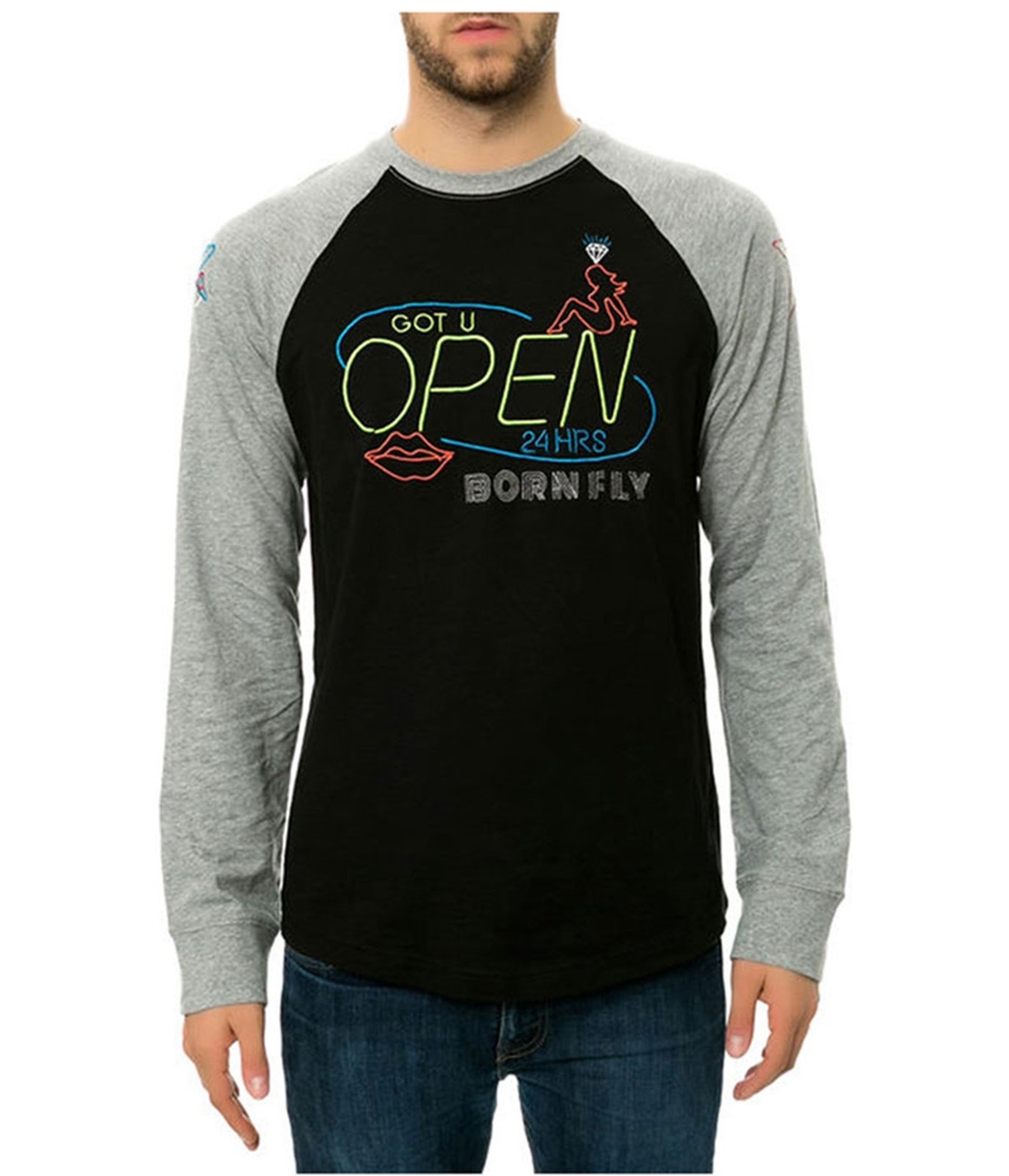 Мужская футболка Born Fly с принтом Реглан в стиле Регтайм, черная, Средний размер