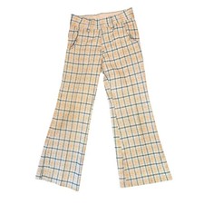 70s Vintage Sears Green Yellow Gray Striped Bell Bottom Youth Pants