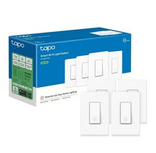 4 Pk TP-Link Tapo Smart Light Switch, Single Pole, Neutral Wire Req, 2.4GHz s500
