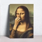 Funny Mona Lisa Canvas Wall Art, Parody Vintage Artwork Poster Print, Humorous