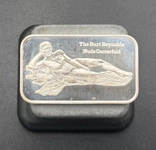 1973 The Burt Reynolds Nude Centerfold 1ozt .999 Silver Bar in Protective Sleeve
