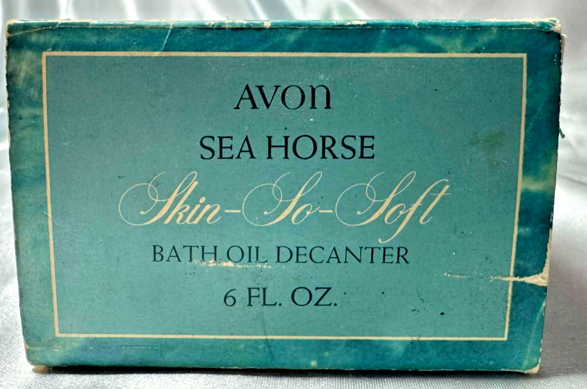 Avon Sea Horse Decanter Skin-So-Soft Bath Oil 6 oz. FULL w/Box