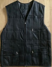 Genuine Leather Shearling Unisex Sheepskin Vest Black Size M/L, Turkey, Vintage