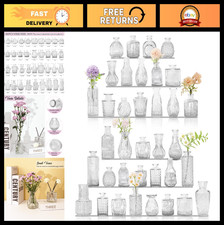 36Pcs Vintage Glass Bud Vases Set - Clear Small Bottles for Rustic Weddings & Ho