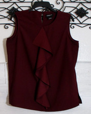 Liz Claiborne Women's Top Size M Sleeveless Burgundy Round Neck