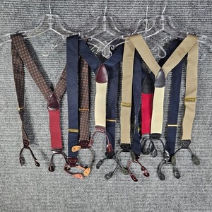 VTG Trafalgar Braces Suspenders Lot Of 4 Blue Tan Paisley Adjustable England