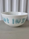 Vintage Pyrex Amish Butterprint 403 Turquoise & White 2 1/2 qt.  Mixing Bowl