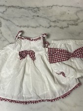 NWOT Janie Jack White Eyelet Baby Dress with Red Gingham Trim 12-18mth