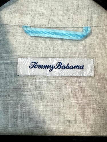 NUEVO CON ETIQUETAS Camisa Tommy Bahama Lino L/S Blanca con Frondas Tropicales Múltiples Para Hombre M MUESTRA - Imagen 4 de 9