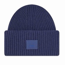 Acne Navy Blue Beanie One Size