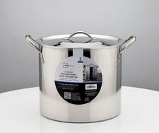 Mainstays 12 Quart Stainless Steel Stock Pot, Silver Large Capacity Soup Stew