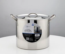 Mainstays 12 Quart Stainless Steel Stock Pot, Silver Large Capacity Soup Stew
