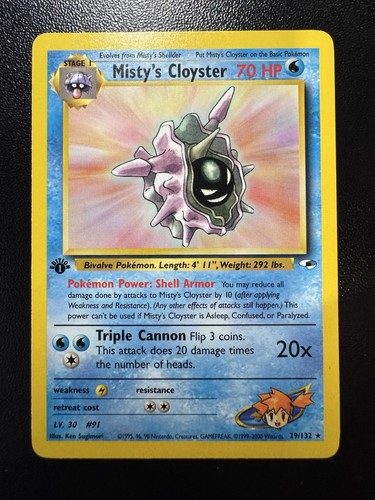 Pokemon Card - Misty's Cloyster Gym Heroes 29/132 Rare 1st Edition LP