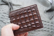 Luxury Genuine Crocodile Skin Leather Men's Bifold Wallet Brown #A15