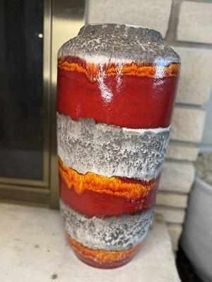 Vtg XL Scheurich 517-50 West Germany Floor Vase Red Fat Lava
