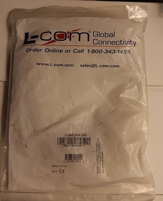 New, L-Com, CSMUAA-5M, USB CABLE, 2.0 A PLUG-PLUG, 5M, GREY
