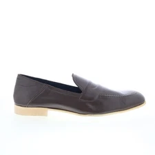 Di Bianco Fermo Mens Brown Leather Slip On Loafers & Slip Ons Casual Shoes 9