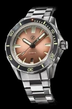 New Zelos SWORDFISH 40mm TITANIUM SALMON 200m Diver Watch - DEALER & WARRANTY