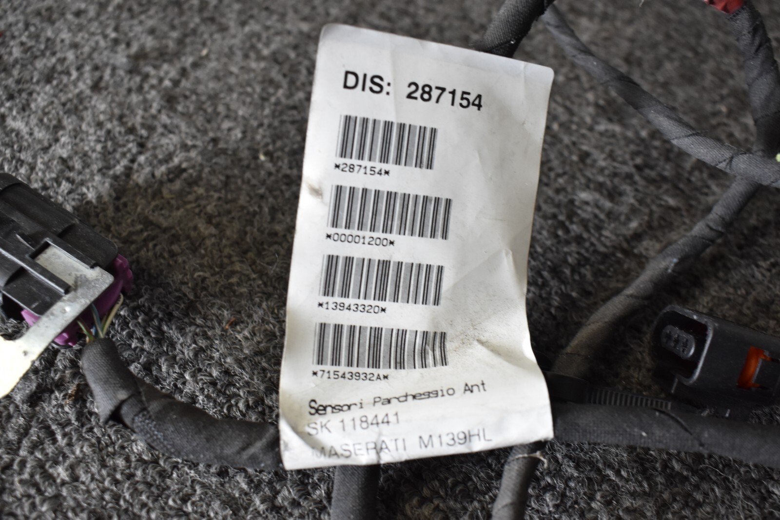2015 MASERATI GRANTURISMO GENUINE FRONT PDC PARKING SENSORS & WIRING HARNESS OEM