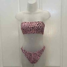 NEW without Tag- Pink/Black Animal Print Bandeau Bikini S