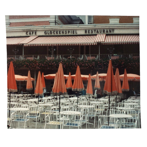 Cafe Glockenspiel Restaurant Patio Photo 1990s Munich Germany Umbrellas