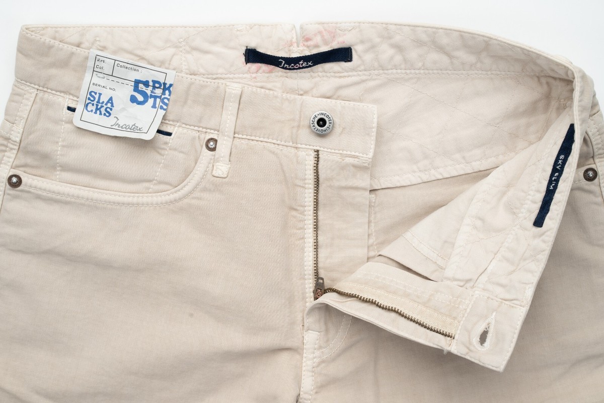 INCOTEX Beige Cotton Jeans Slim Sky Lightweight Chino INCOTEX Beige Cotton Jeans Slim Sky Lightweight Chino